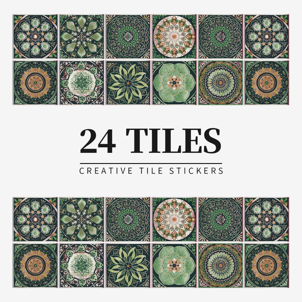 Tile Pattern Wall Stickers for Home Décor – 24 Pack