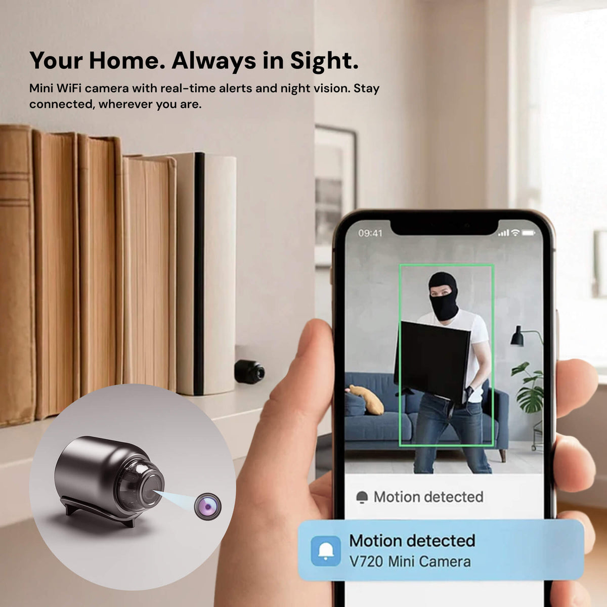 Compact WiFi Monitoring Camera with Motion Detection