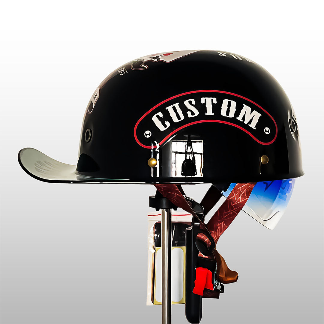 Vintage Style Motorcycle Helmet with Integrated Sun Visor