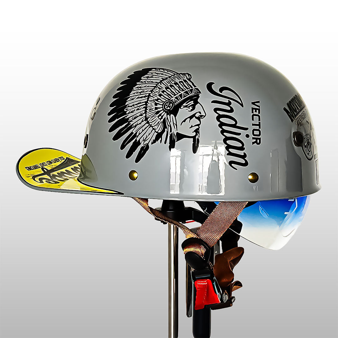 Vintage Style Motorcycle Helmet with Integrated Sun Visor
