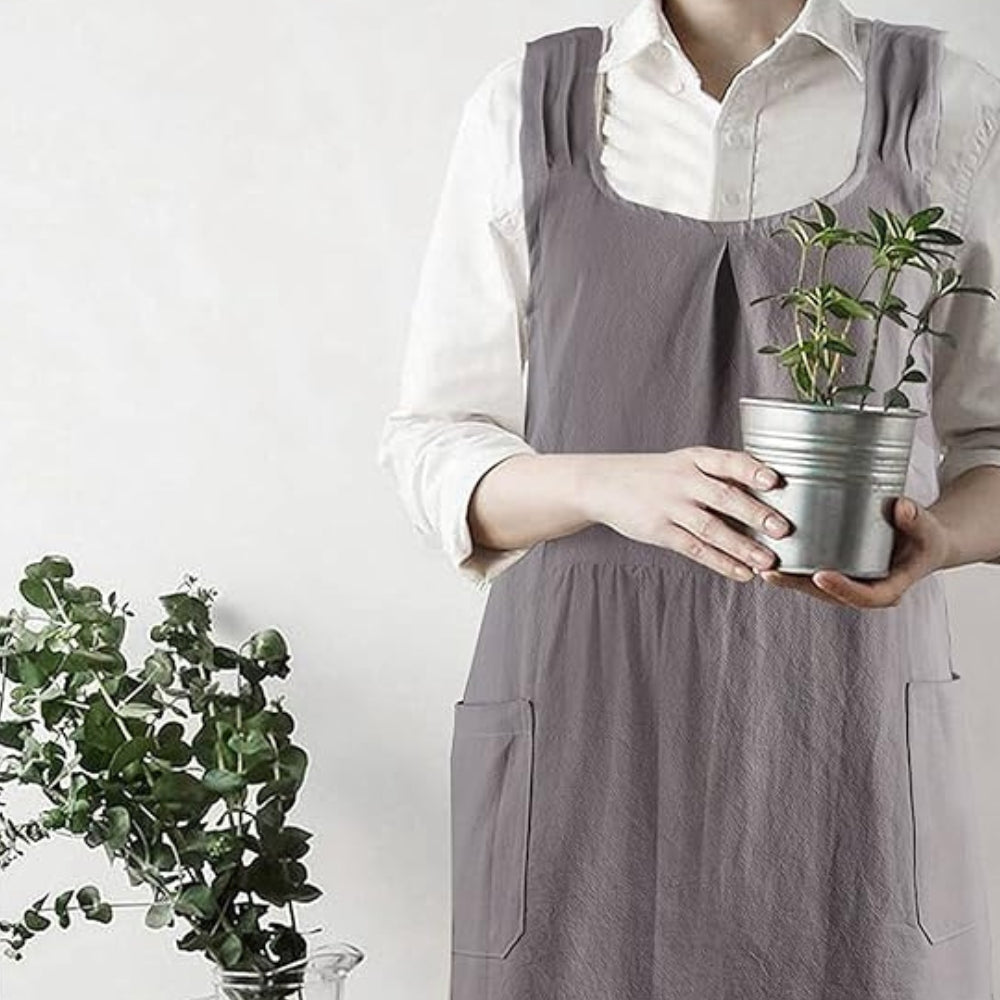 Minimalist Apron Dress Comfortable Cross‑Back Style with Pockets
