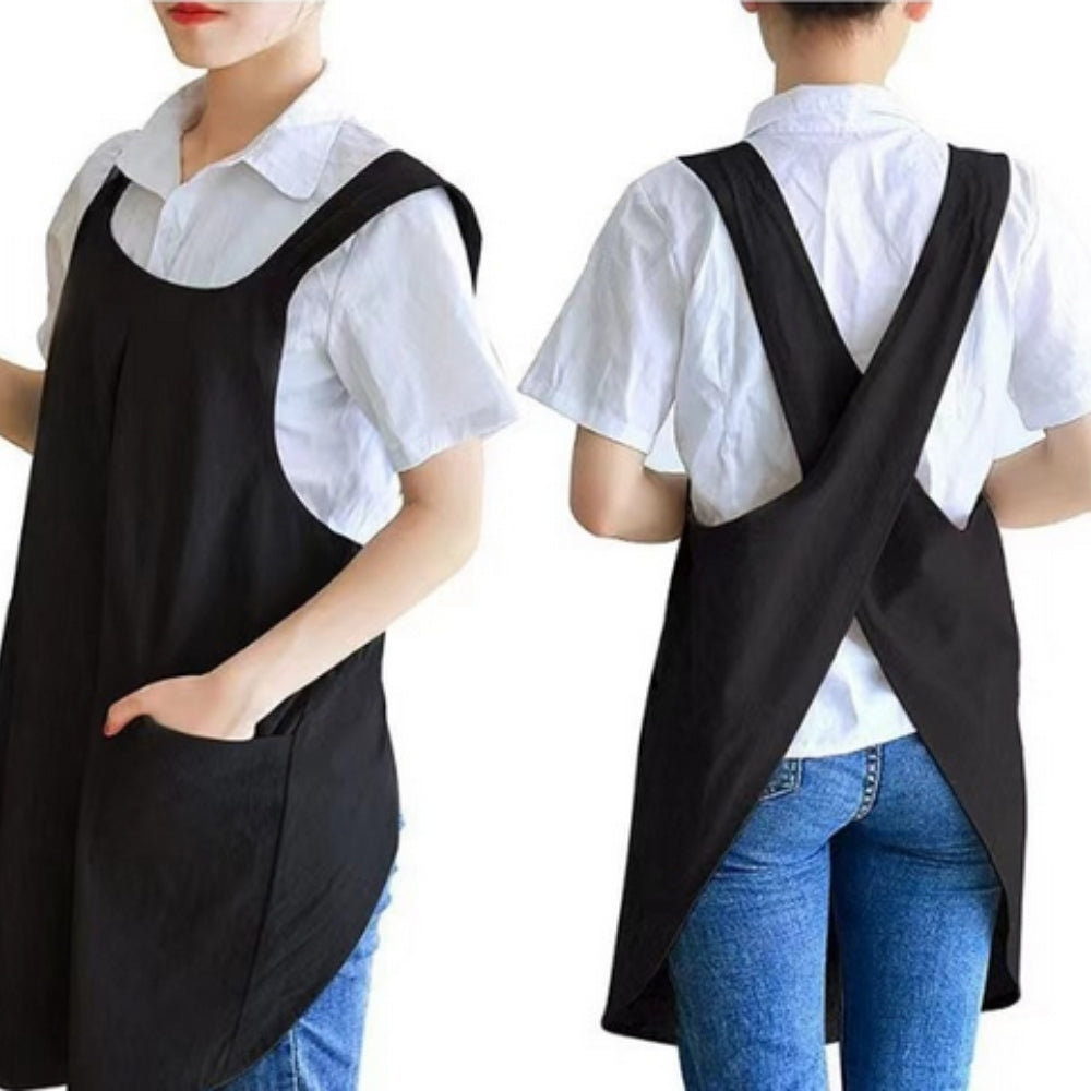 Minimalist Apron Dress Comfortable Cross‑Back Style with Pockets