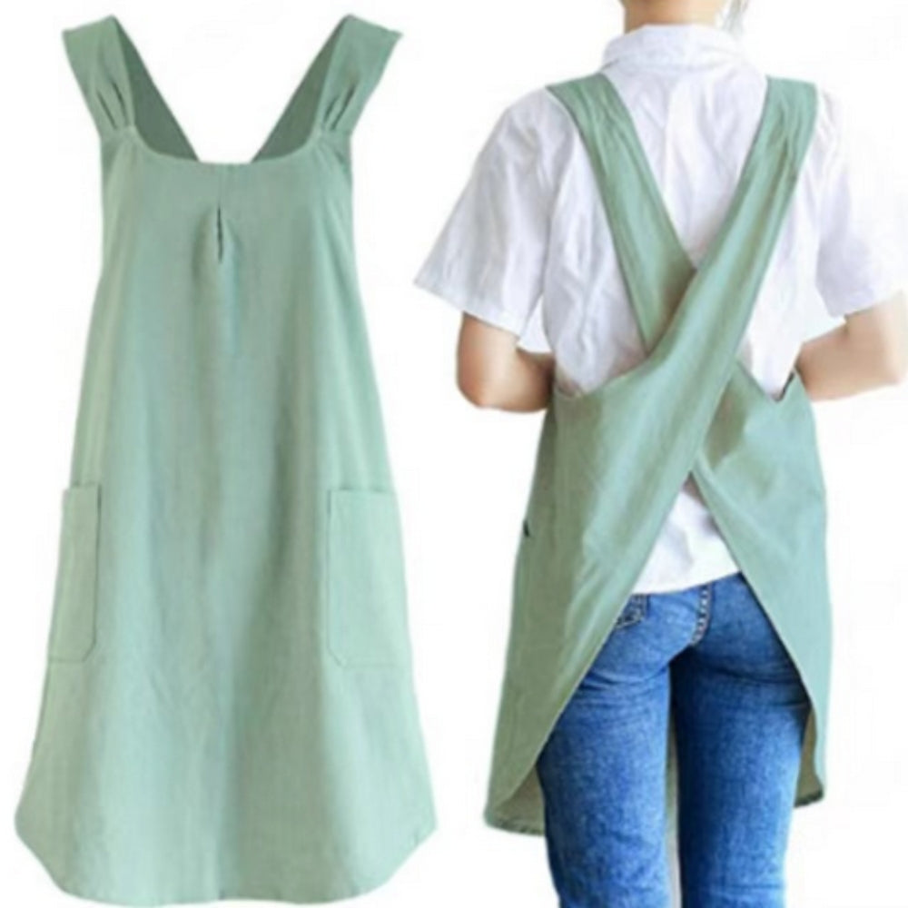 Minimalist Apron Dress Comfortable Cross‑Back Style with Pockets