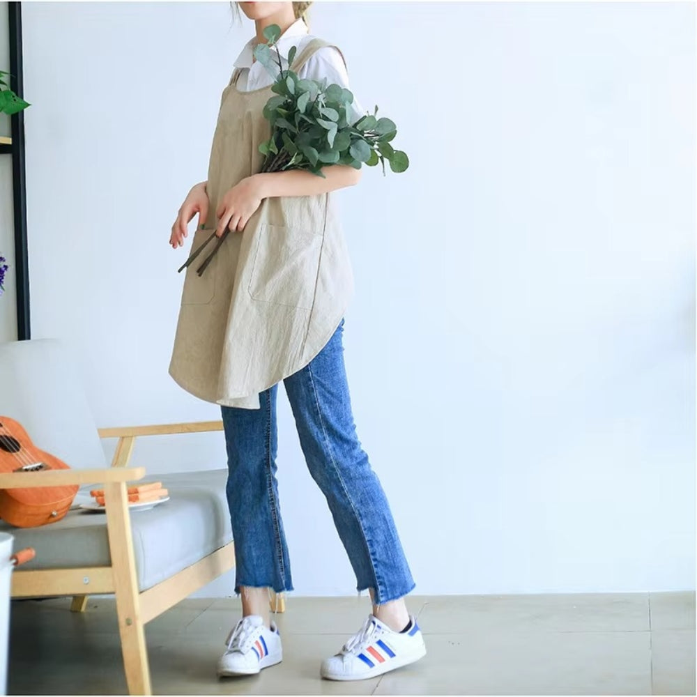 Minimalist Apron Dress Comfortable Cross‑Back Style with Pockets