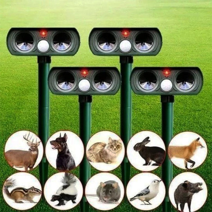 Ultrasonic Solar Animal Deterrent with Motion Detection for Gardens