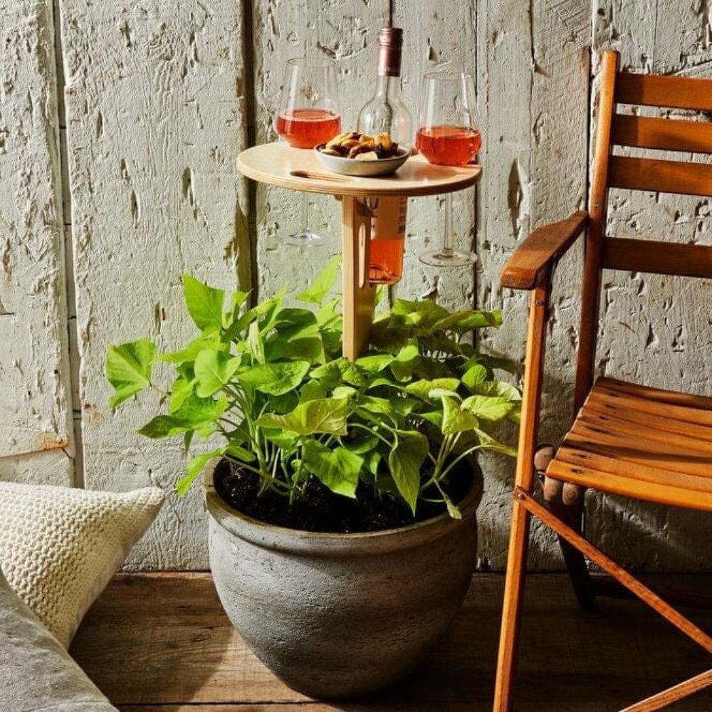 Outdoor Picnic Wine Table Portable Foldable Stand for Bottle & Glasses