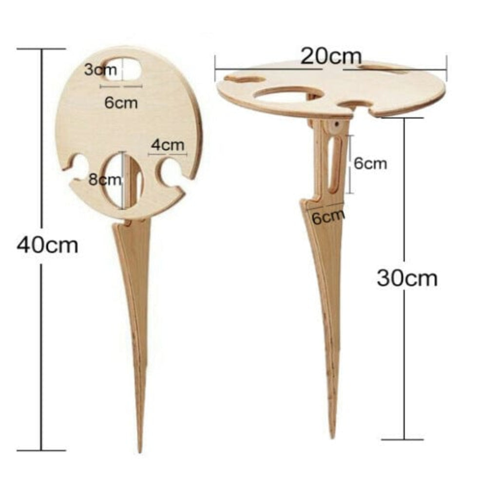 Outdoor Picnic Wine Table Portable Foldable Stand for Bottle & Glasses