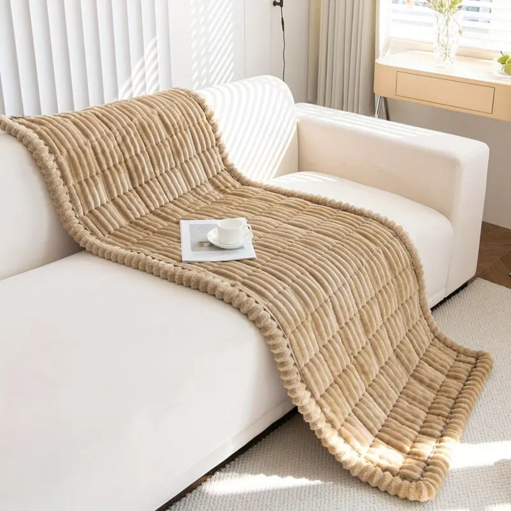 Plush Sofa Cover with Elegant Pleated Edges