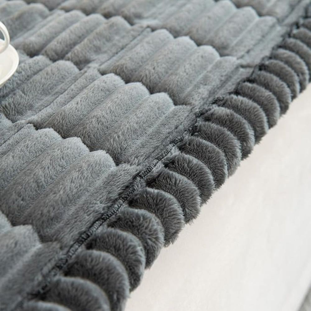 Plush Sofa Cover with Elegant Pleated Edges