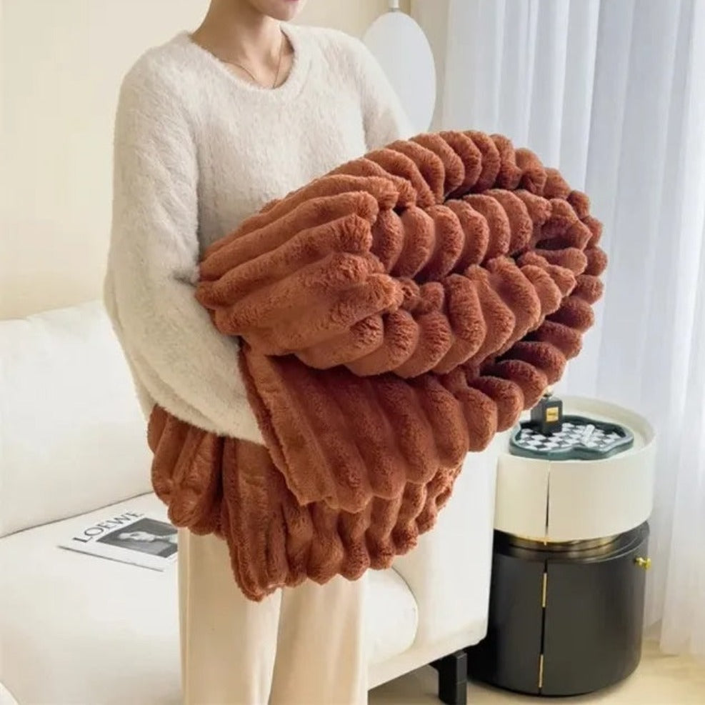 Luxury Ribbed Throw Blanket Soft Four‑Season Home Comfort