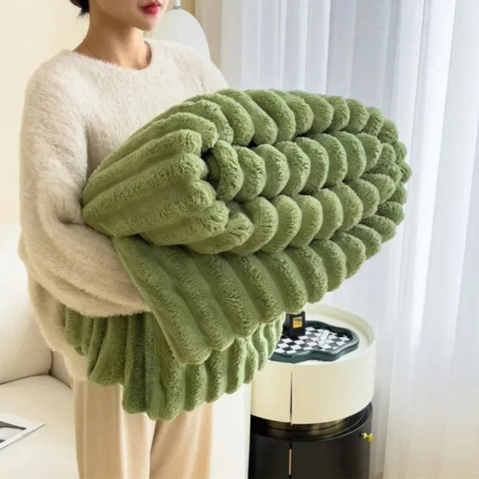 Luxury Ribbed Throw Blanket Soft Four‑Season Home Comfort