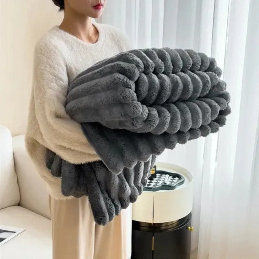 Luxury Ribbed Throw Blanket Soft Four‑Season Home Comfort