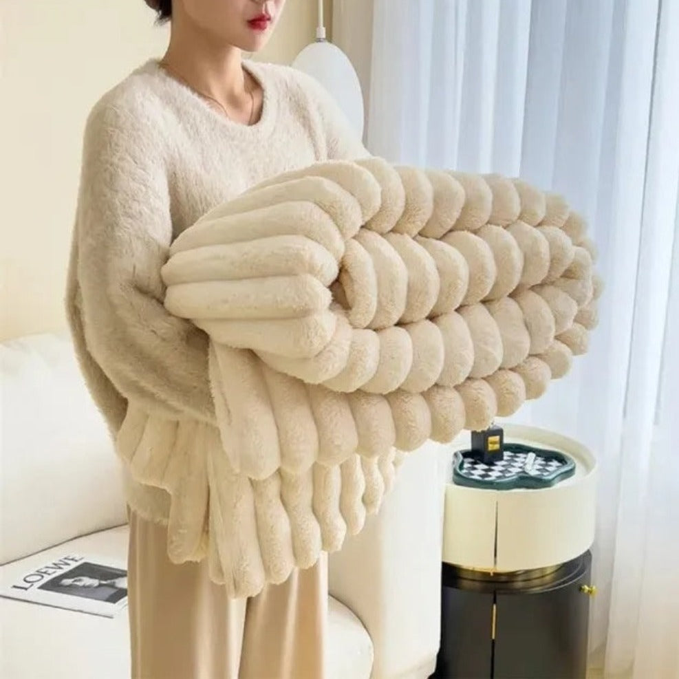 Luxury Ribbed Throw Blanket Soft Four‑Season Home Comfort
