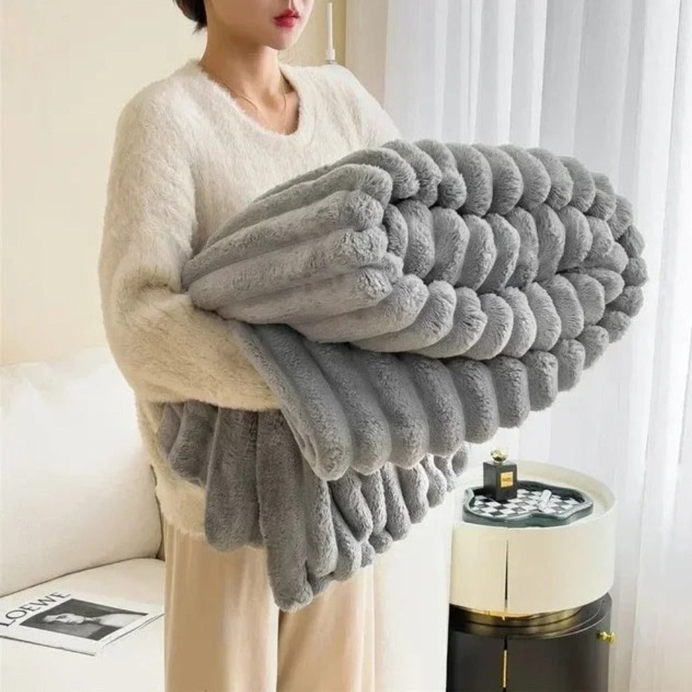 Luxury Ribbed Throw Blanket Soft Four‑Season Home Comfort