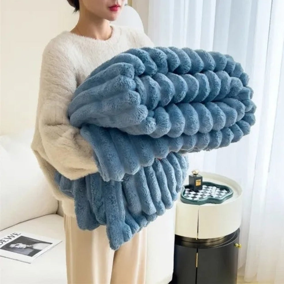 Luxury Ribbed Throw Blanket Soft Four‑Season Home Comfort