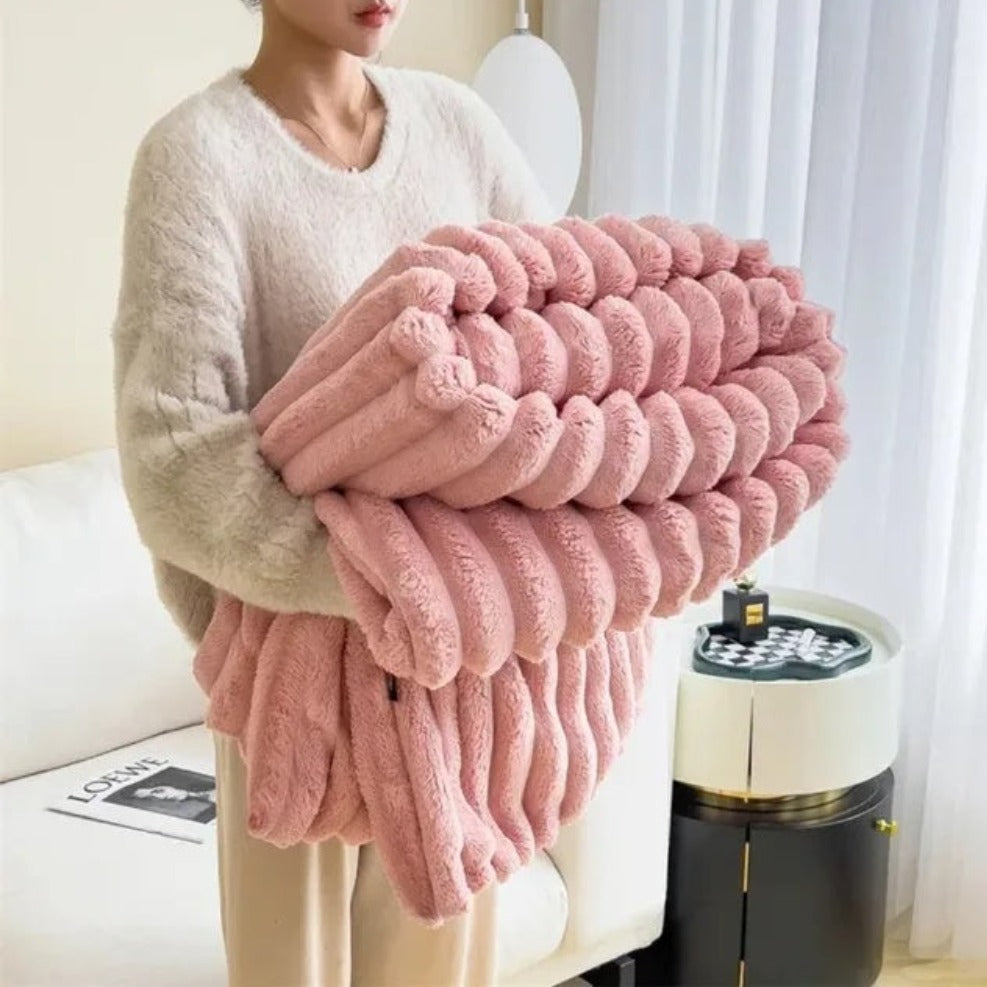 Luxury Ribbed Throw Blanket Soft Four‑Season Home Comfort