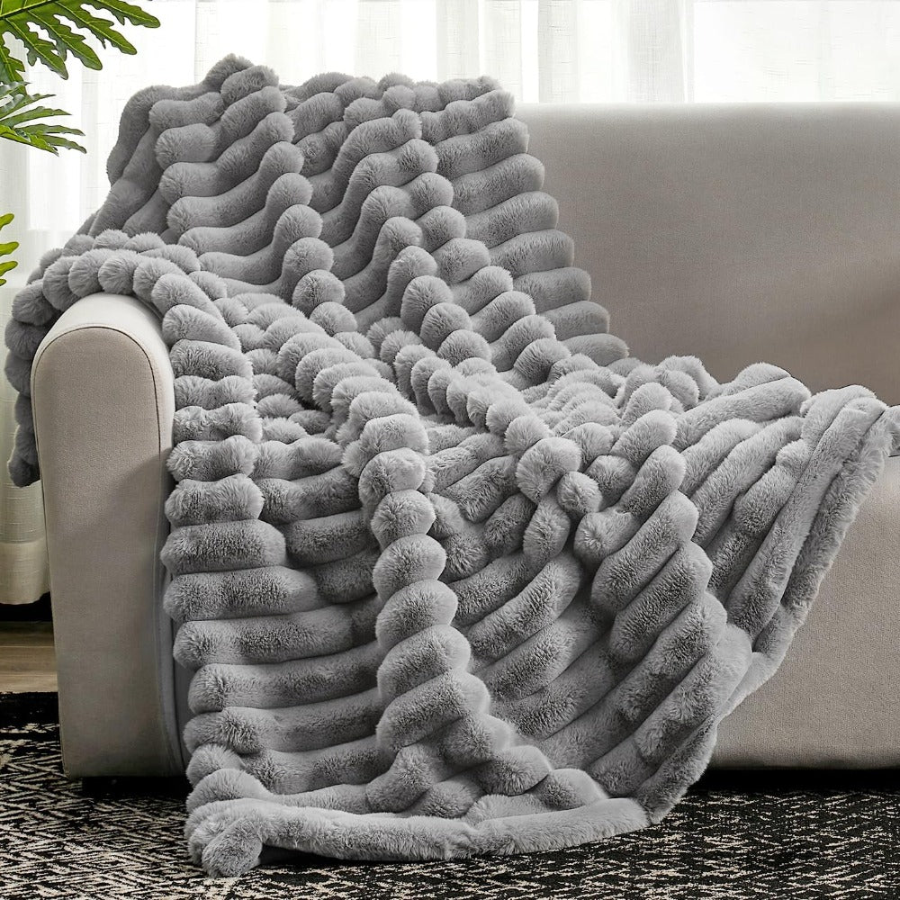 Luxury Ribbed Throw Blanket Soft Four‑Season Home Comfort