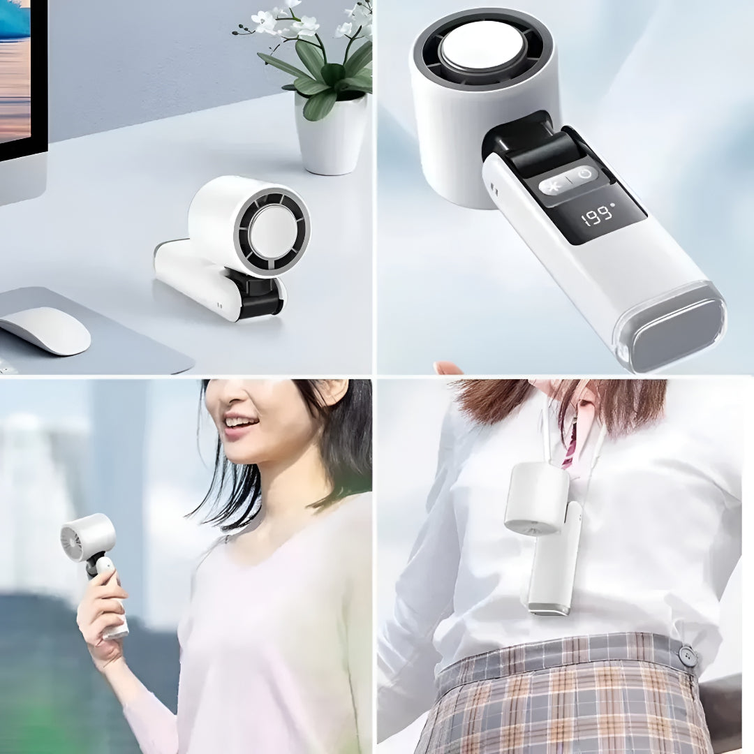 Portable Rechargeable Handheld Fan with Digital Display