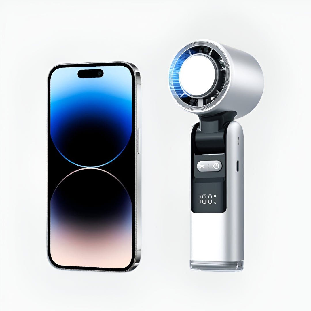 Portable Rechargeable Handheld Fan with Digital Display
