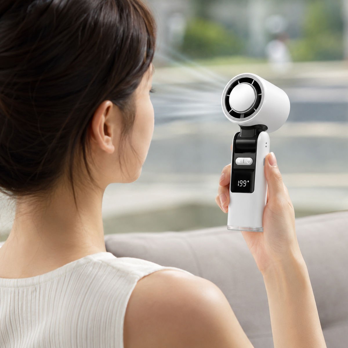Portable Rechargeable Handheld Fan with Digital Display