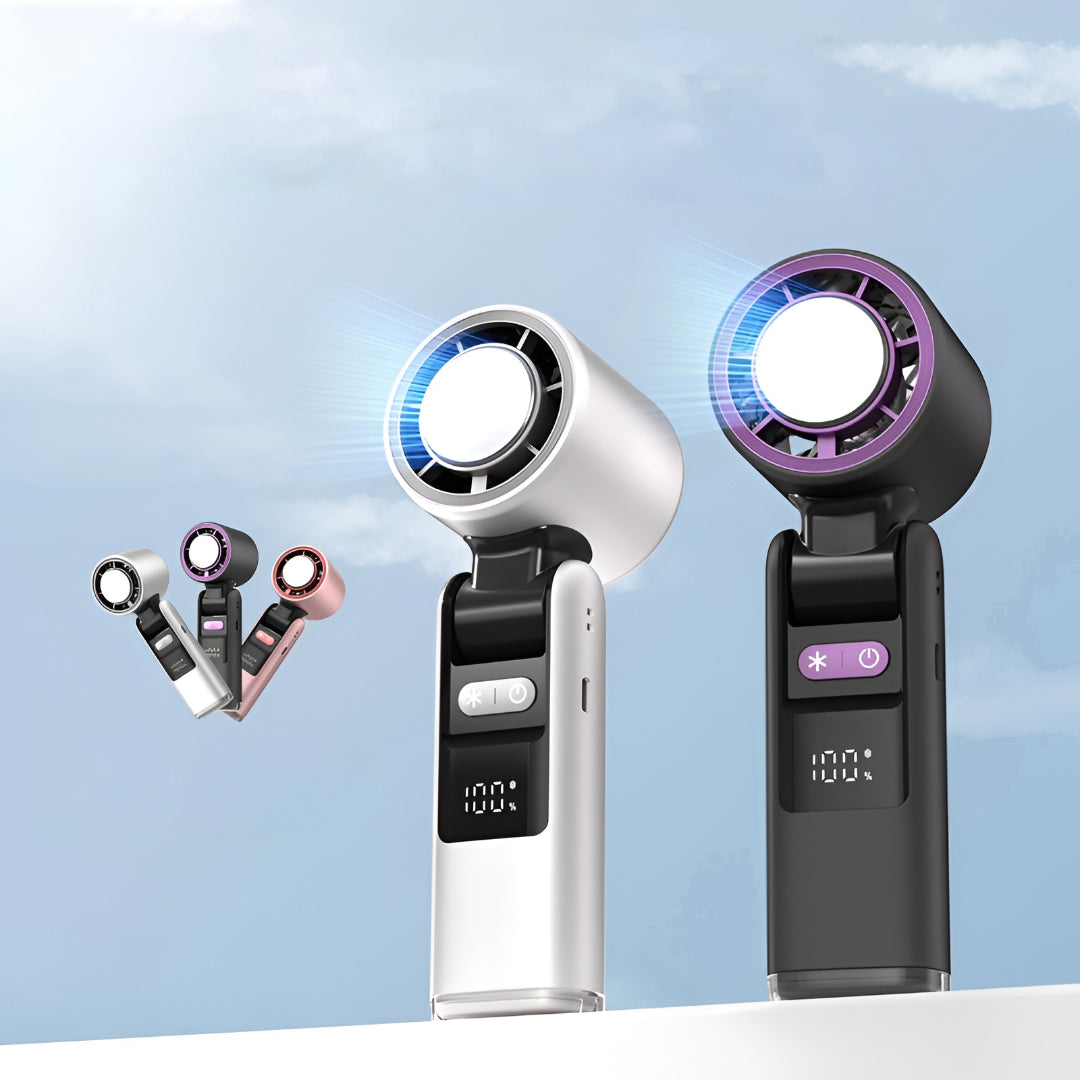Portable Rechargeable Handheld Fan with Digital Display