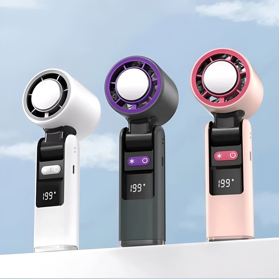 Portable Rechargeable Handheld Fan with Digital Display