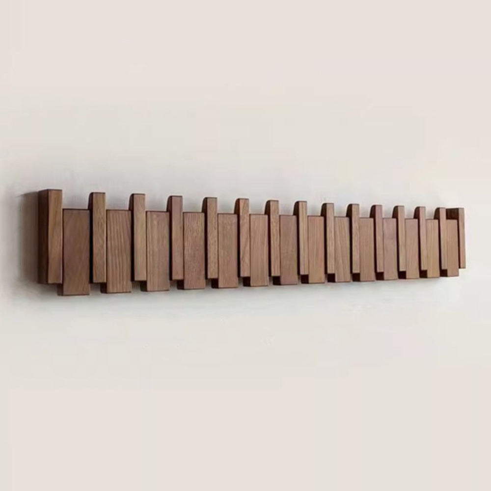 Piano Style Wall Coat Rack with Foldable Hooks