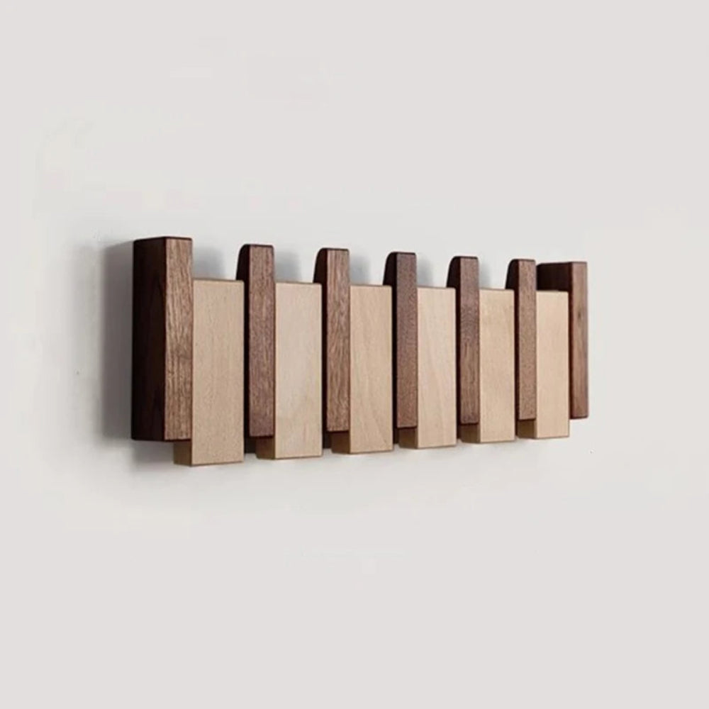 Piano Style Wall Coat Rack with Foldable Hooks