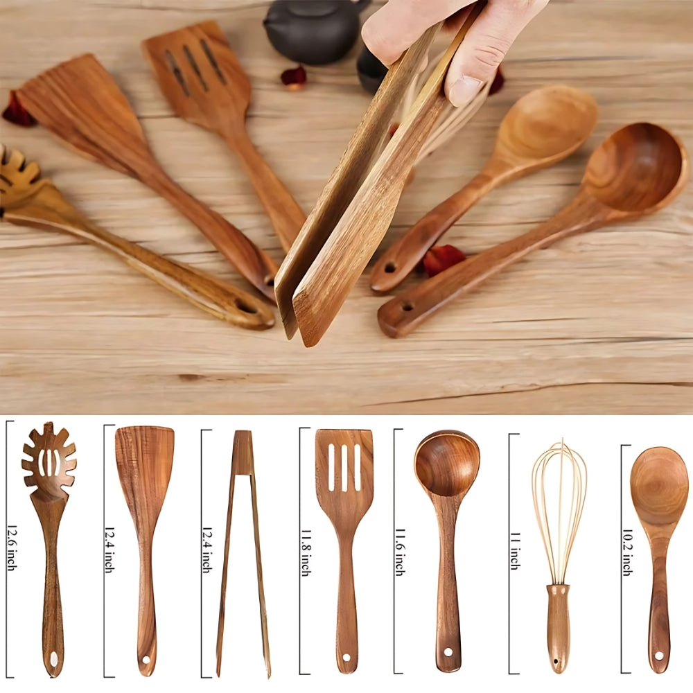 Handmade Wooden Utensils Set for Everyday Cooking