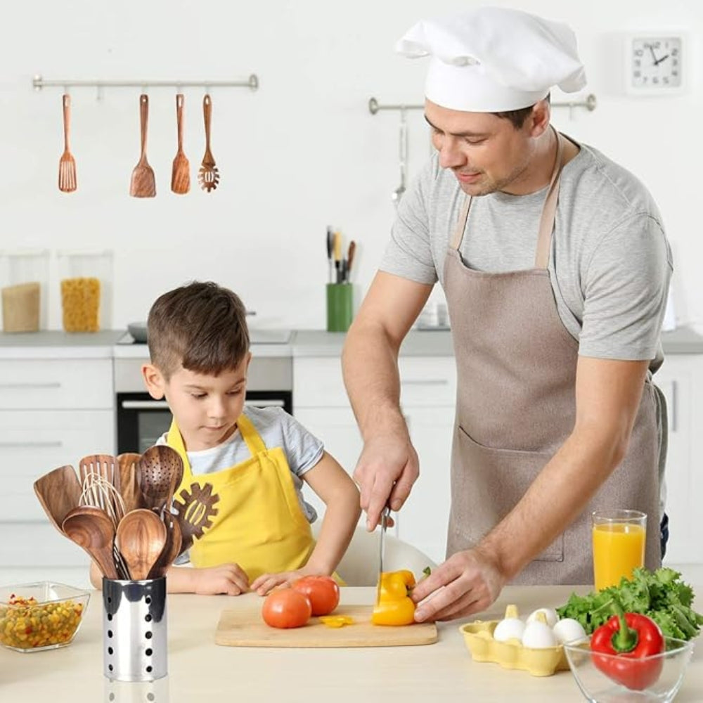 Handmade Wooden Utensils Set for Everyday Cooking