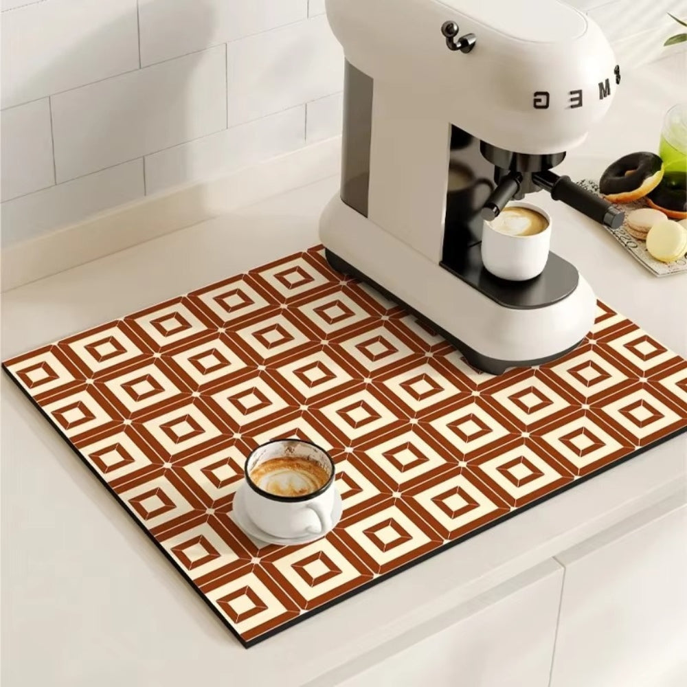 Stylish Coffee Bar Mat Absorbent Spill & Drip Catcher for Sinks