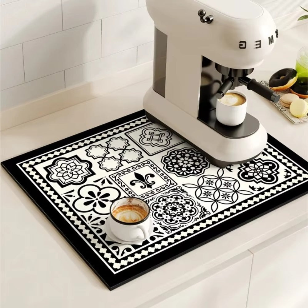 Stylish Coffee Bar Mat Absorbent Spill & Drip Catcher for Sinks