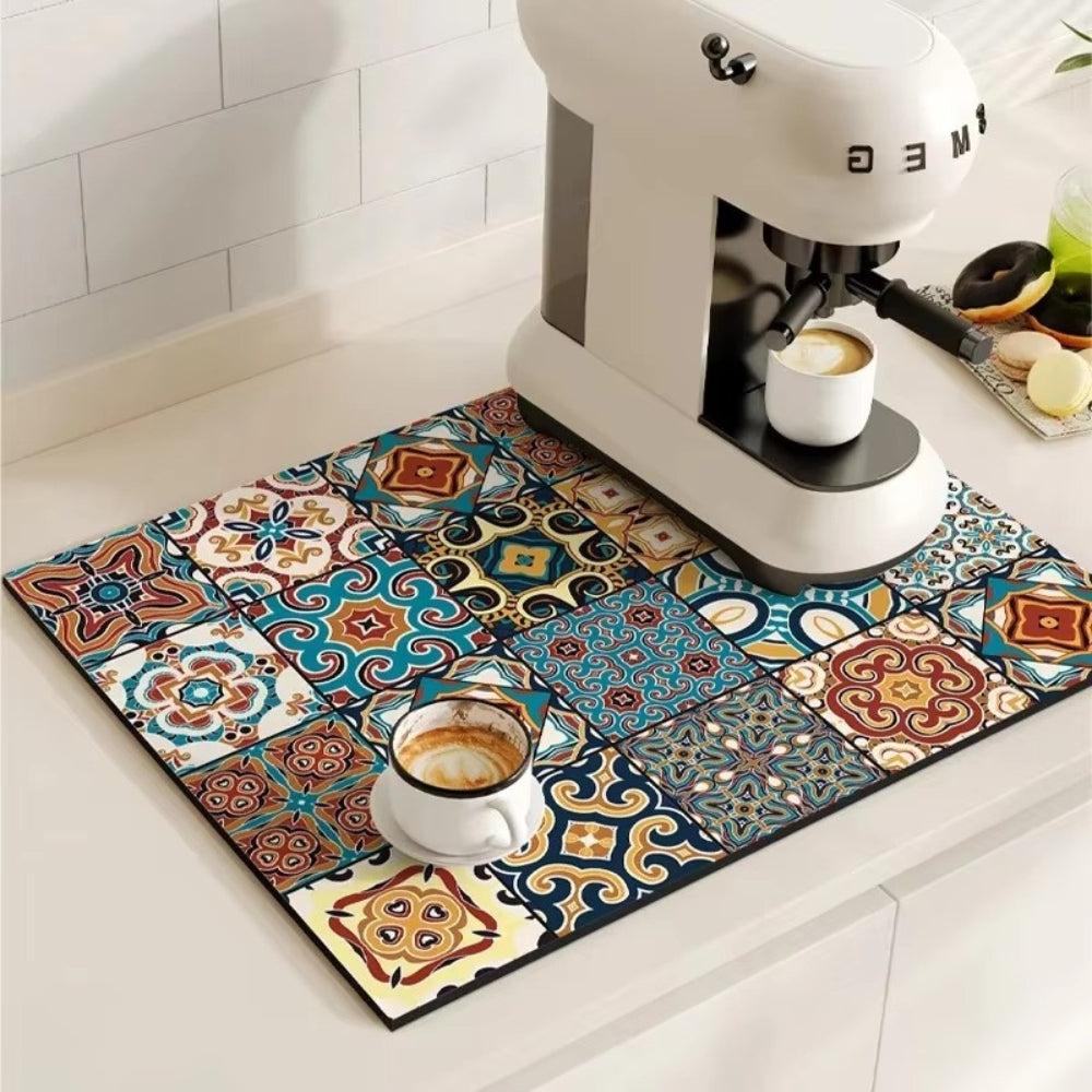 Stylish Coffee Bar Mat Absorbent Spill & Drip Catcher for Sinks