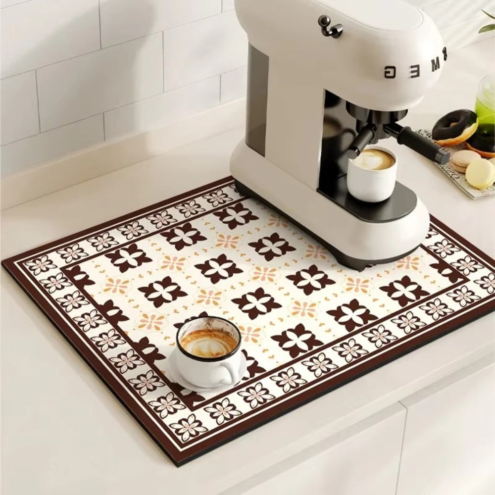 Stylish Coffee Bar Mat Absorbent Spill & Drip Catcher for Sinks
