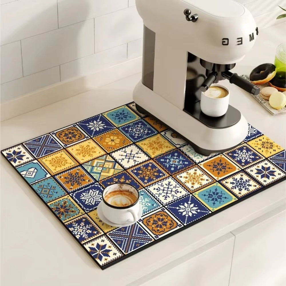 Stylish Coffee Bar Mat Absorbent Spill & Drip Catcher for Sinks