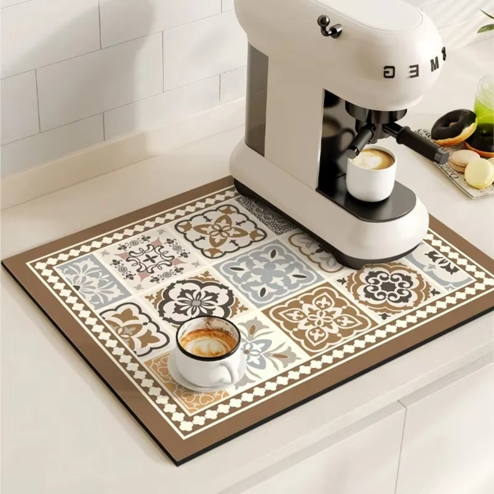 Stylish Coffee Bar Mat Absorbent Spill & Drip Catcher for Sinks