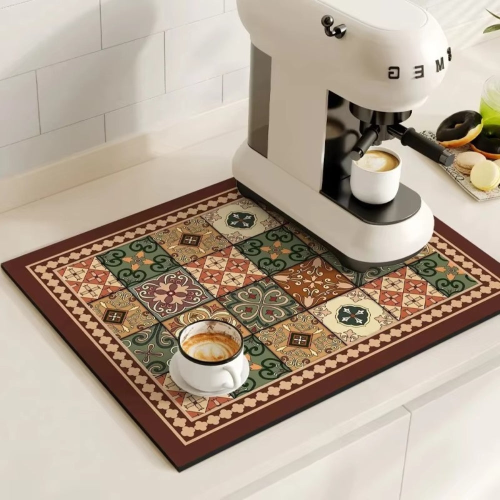 Stylish Coffee Bar Mat Absorbent Spill & Drip Catcher for Sinks