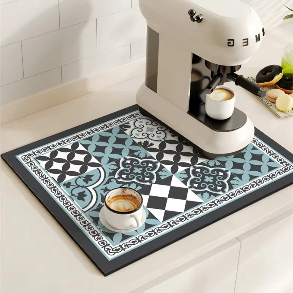 Stylish Coffee Bar Mat Absorbent Spill & Drip Catcher for Sinks