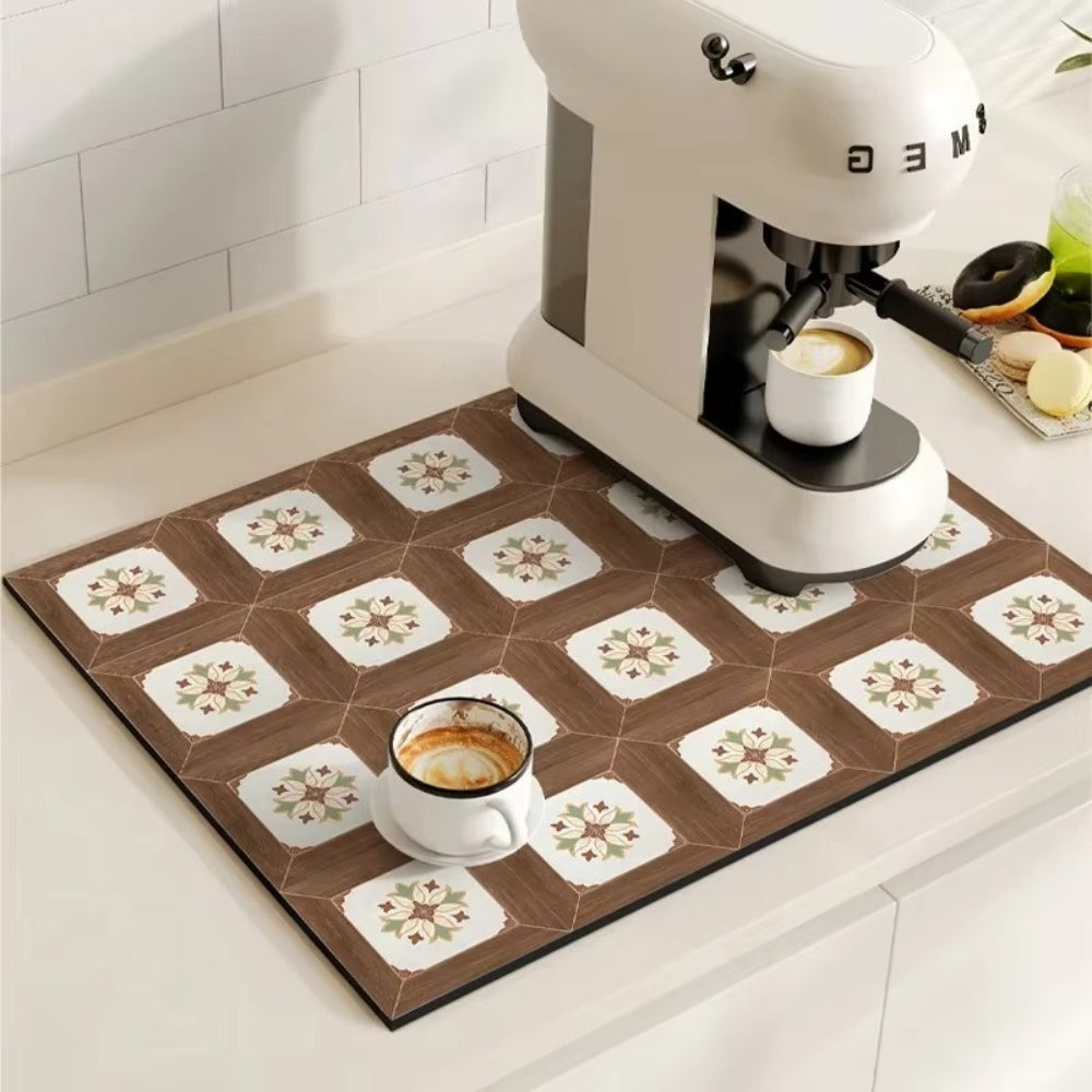 Stylish Coffee Bar Mat Absorbent Spill & Drip Catcher for Sinks