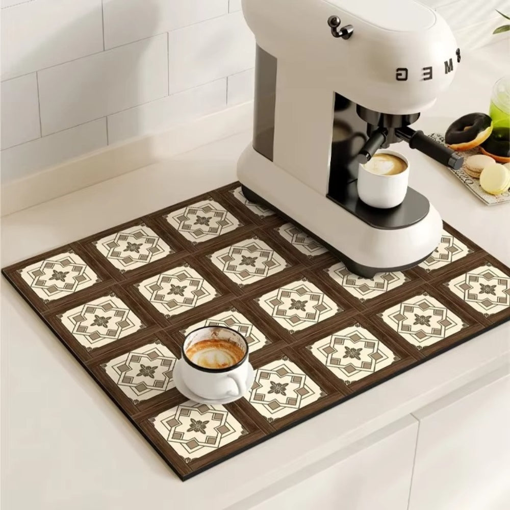Stylish Coffee Bar Mat Absorbent Spill & Drip Catcher for Sinks