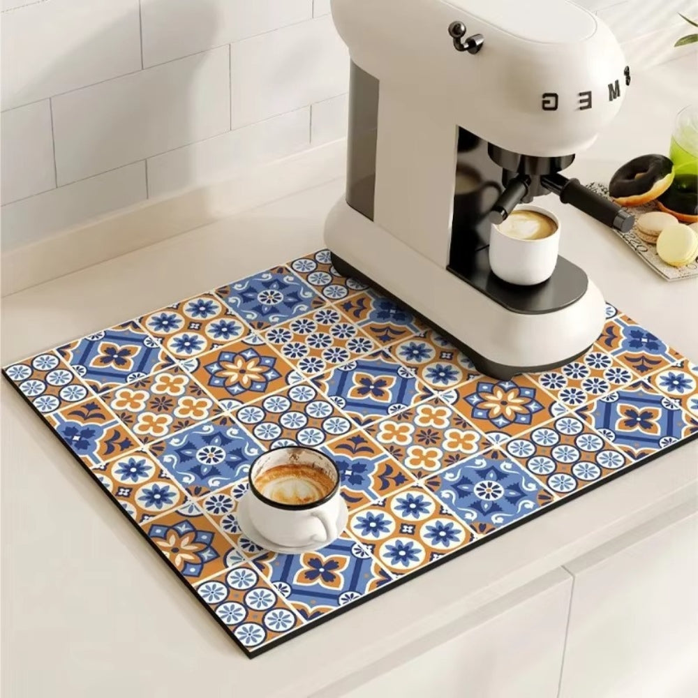 Stylish Coffee Bar Mat Absorbent Spill & Drip Catcher for Sinks