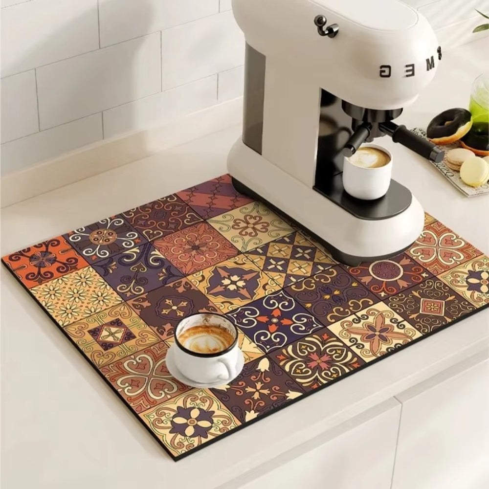 Stylish Coffee Bar Mat Absorbent Spill & Drip Catcher for Sinks