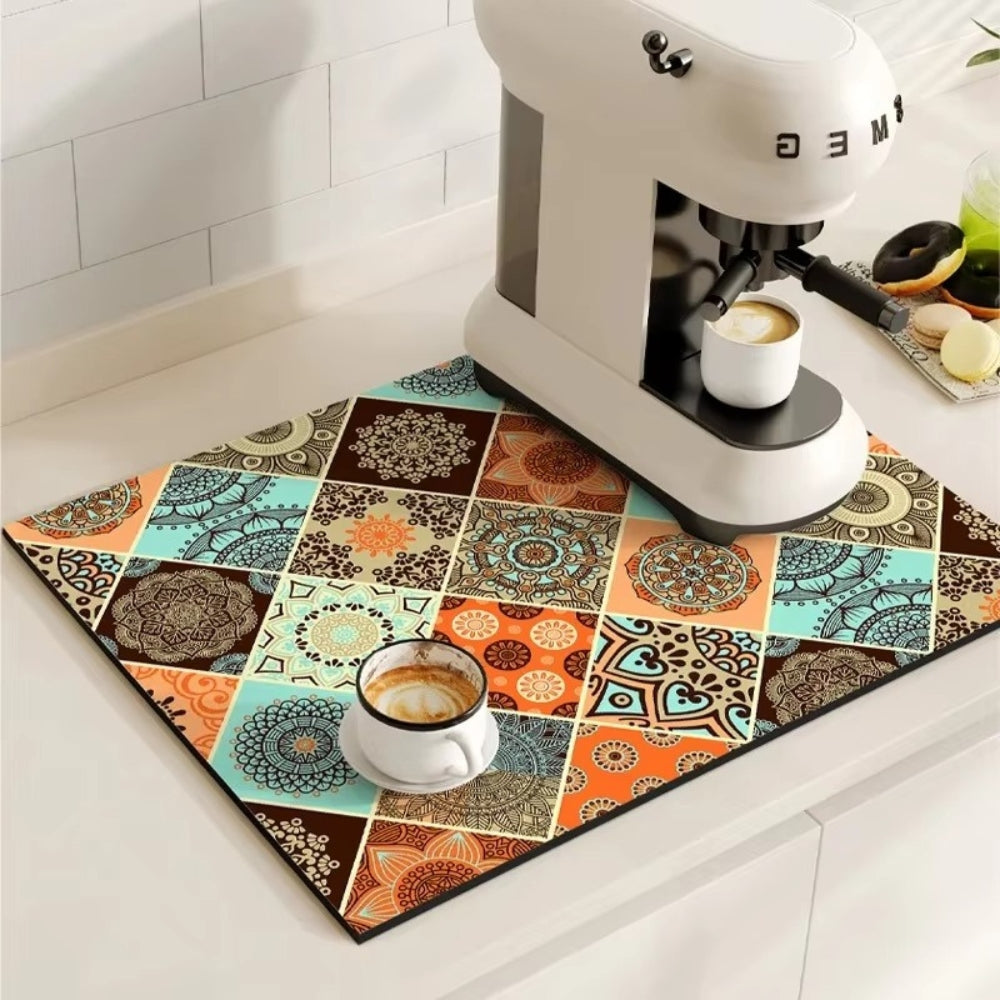 Stylish Coffee Bar Mat Absorbent Spill & Drip Catcher for Sinks