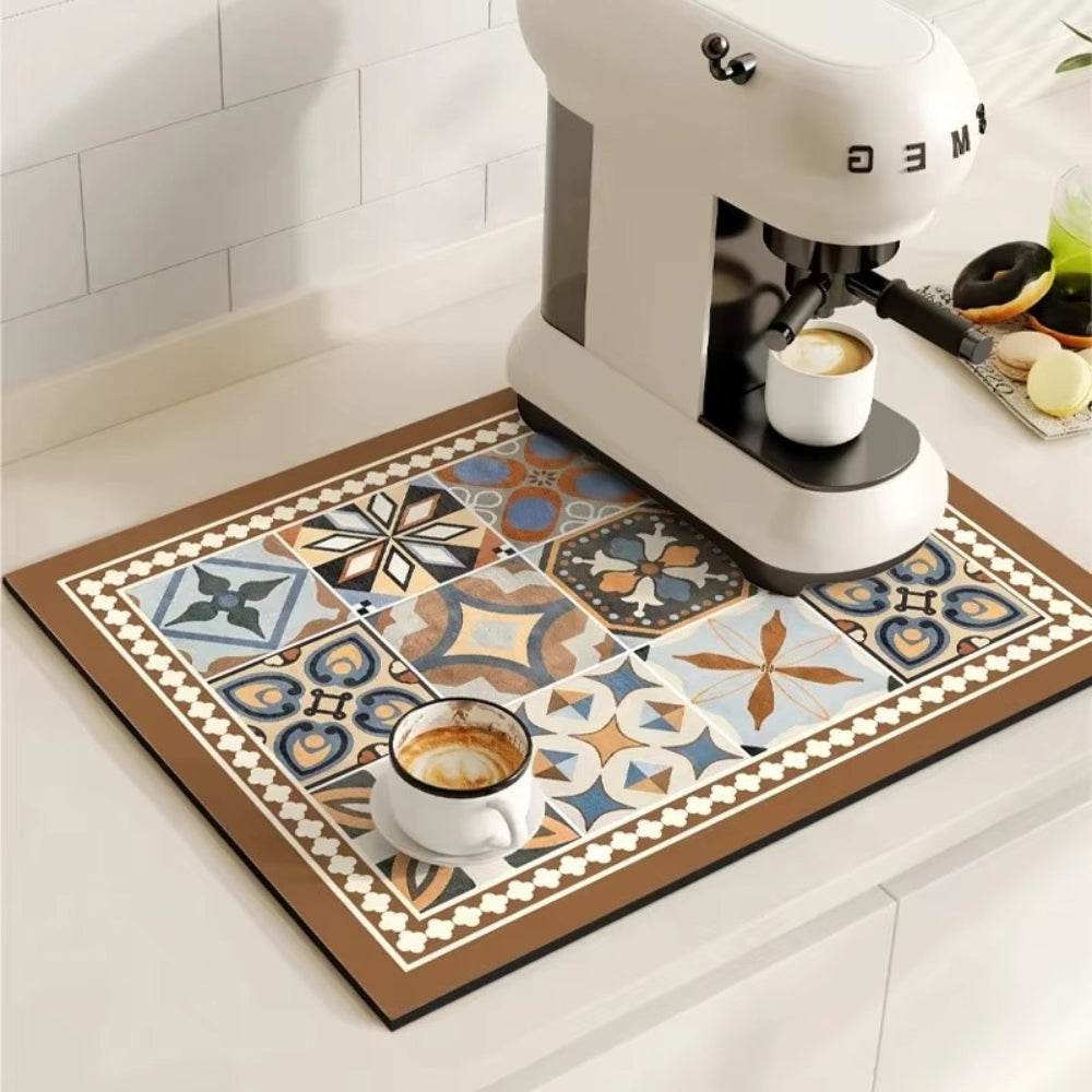 Stylish Coffee Bar Mat Absorbent Spill & Drip Catcher for Sinks