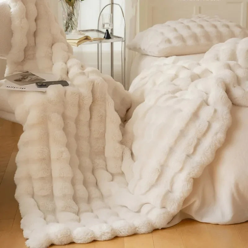 Reversible Cozy Throw Blanket Textured Home Accent for All Seasons