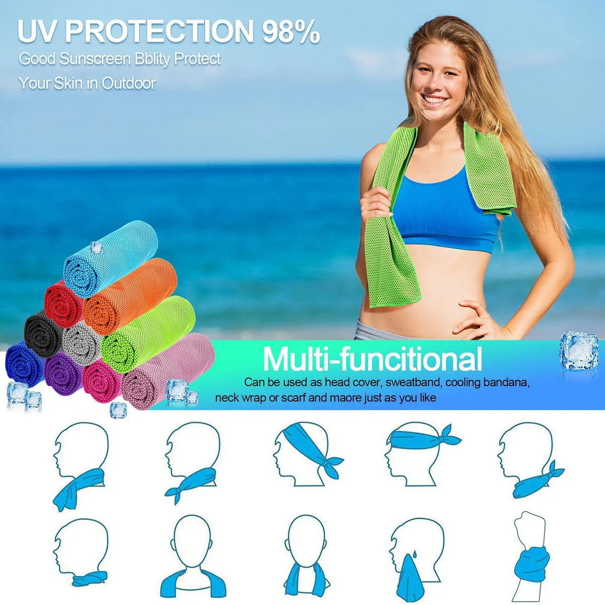 Cooling Sports Towel with Polka Dot Pattern for Fitness & Outdoor Activities