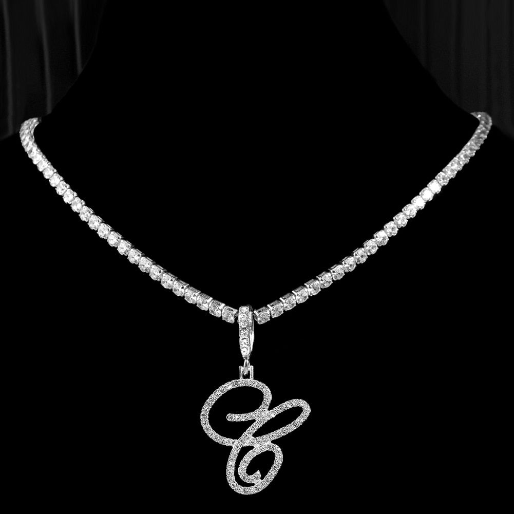 Initial Tennis Pendant Silver