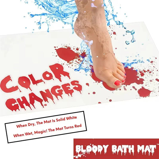 Halloween Bloody Color-Changing Bath Mat – Non-Slip Horror Bathroom Rug Prank Prop for Scary Party Decorations