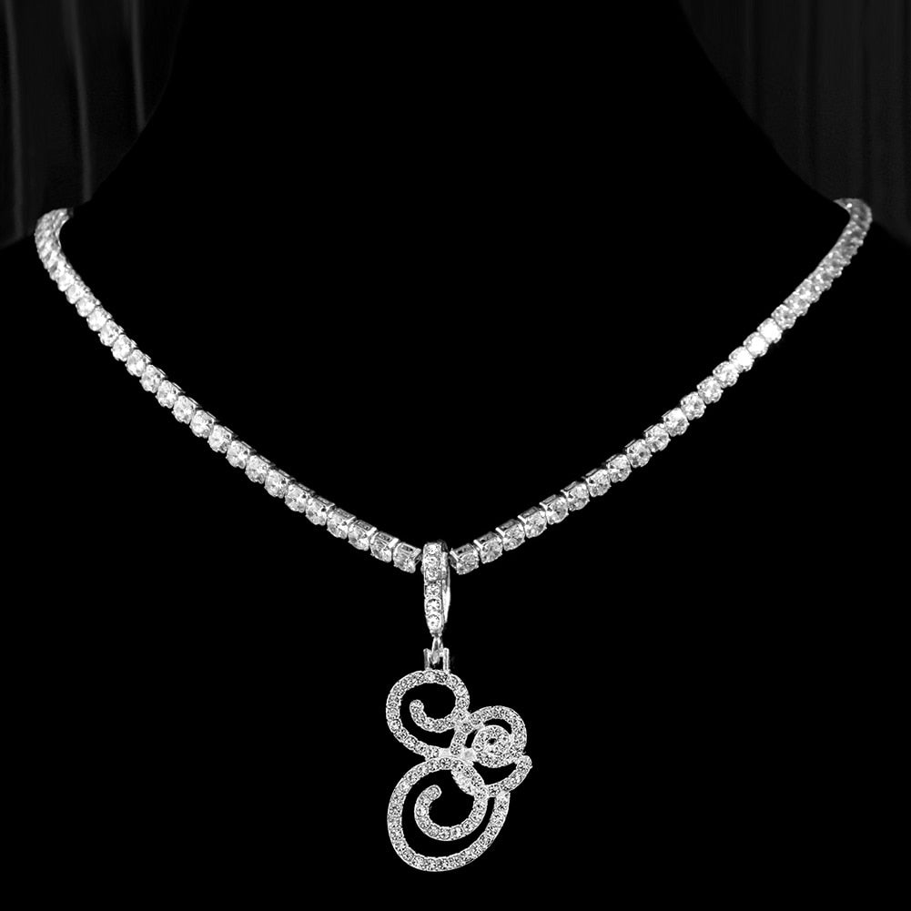 Initial Tennis Pendant Silver