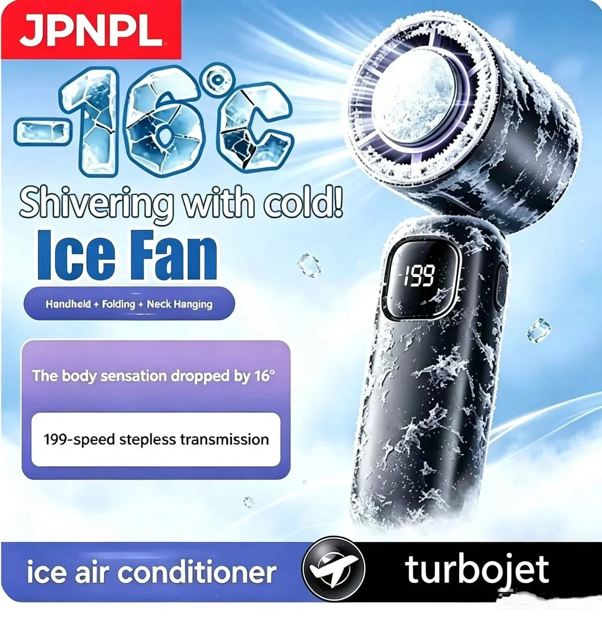 Portable USB Rechargeable Neck Fan with LED Display 8000mAh
